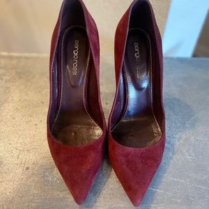 Sergio Rossi Burgundy Suede Pumps